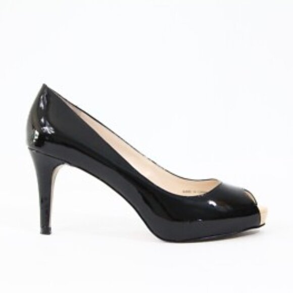 Black Leather Peep-toe Pump Heel Tahari - Picture 1 of 5